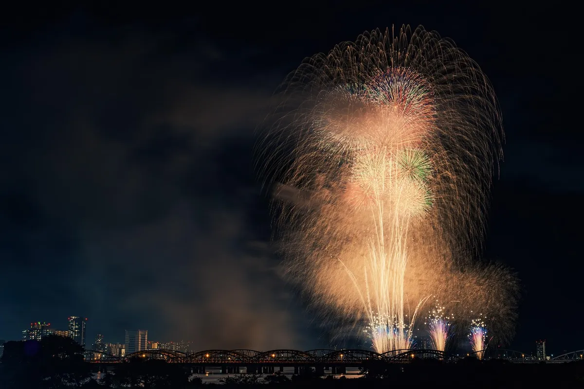 fireworks, night sky, seasonal event, yodogawa fireworks festival, osaka, finale, japan