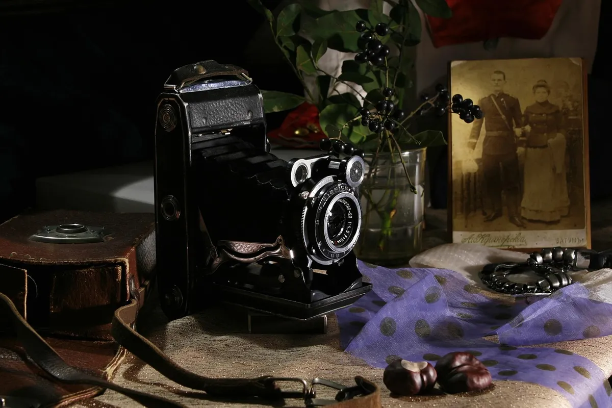 still life with camera, history, case, old, photo, photos, photographer, camera, moscow, memory, old man, lens, industar