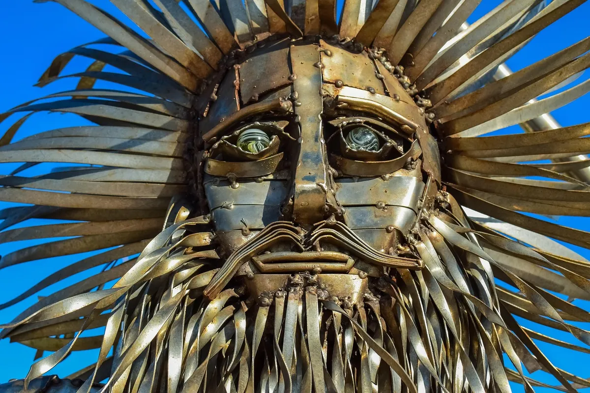 zeus, ancient god, greek, sculpture, metallic, statue, greek mythology, mythology, artwork, sculpture park, ayia napa, cyprus, art installation, zeus, zeus, zeu