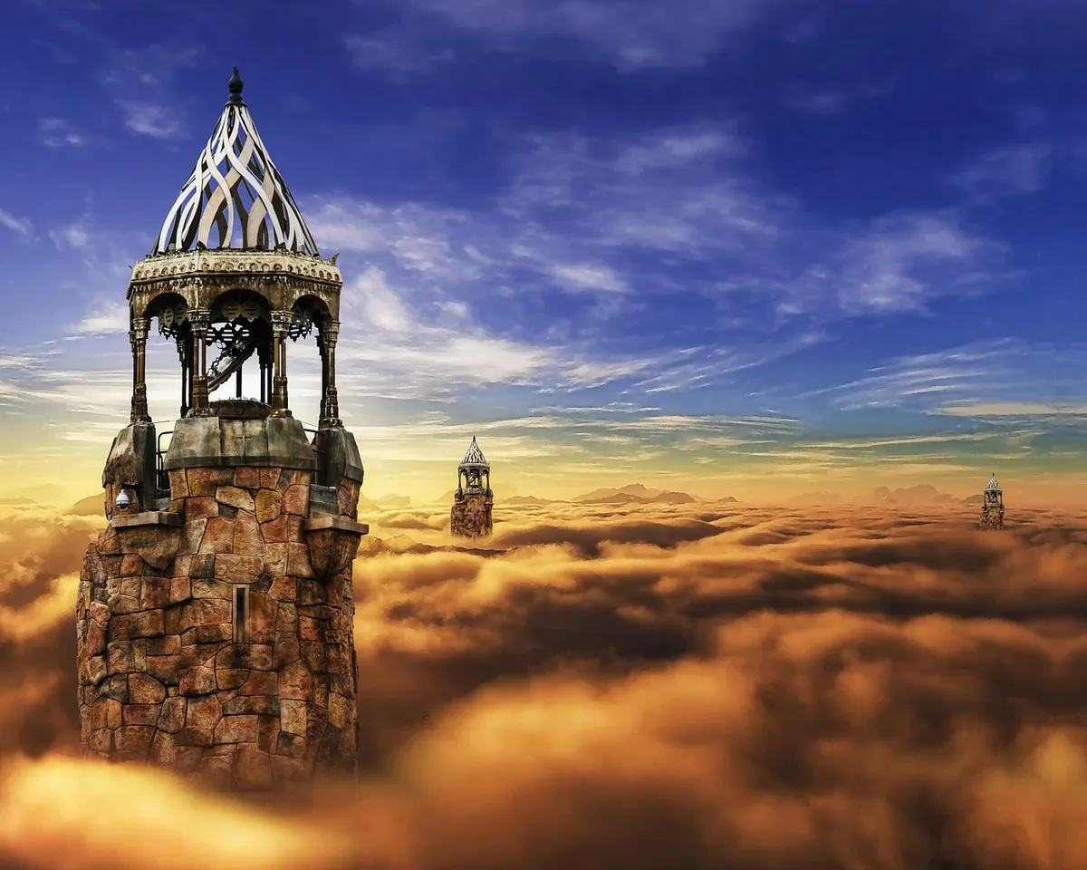fantasy, castle, cloud, sky, tower, fairy, medieval, magic, nature, fairytale, dream, architecture, mystery, old, ancient, kingdom